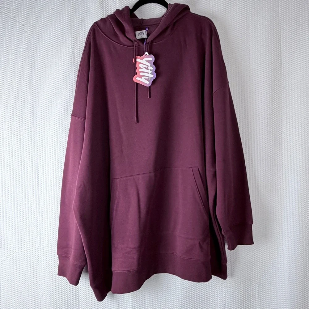 Yitty 4X Oversized Burgundy Pullover Hoodie Dress Sweater Pocket  NWT Cozy - Picture 10 of 10